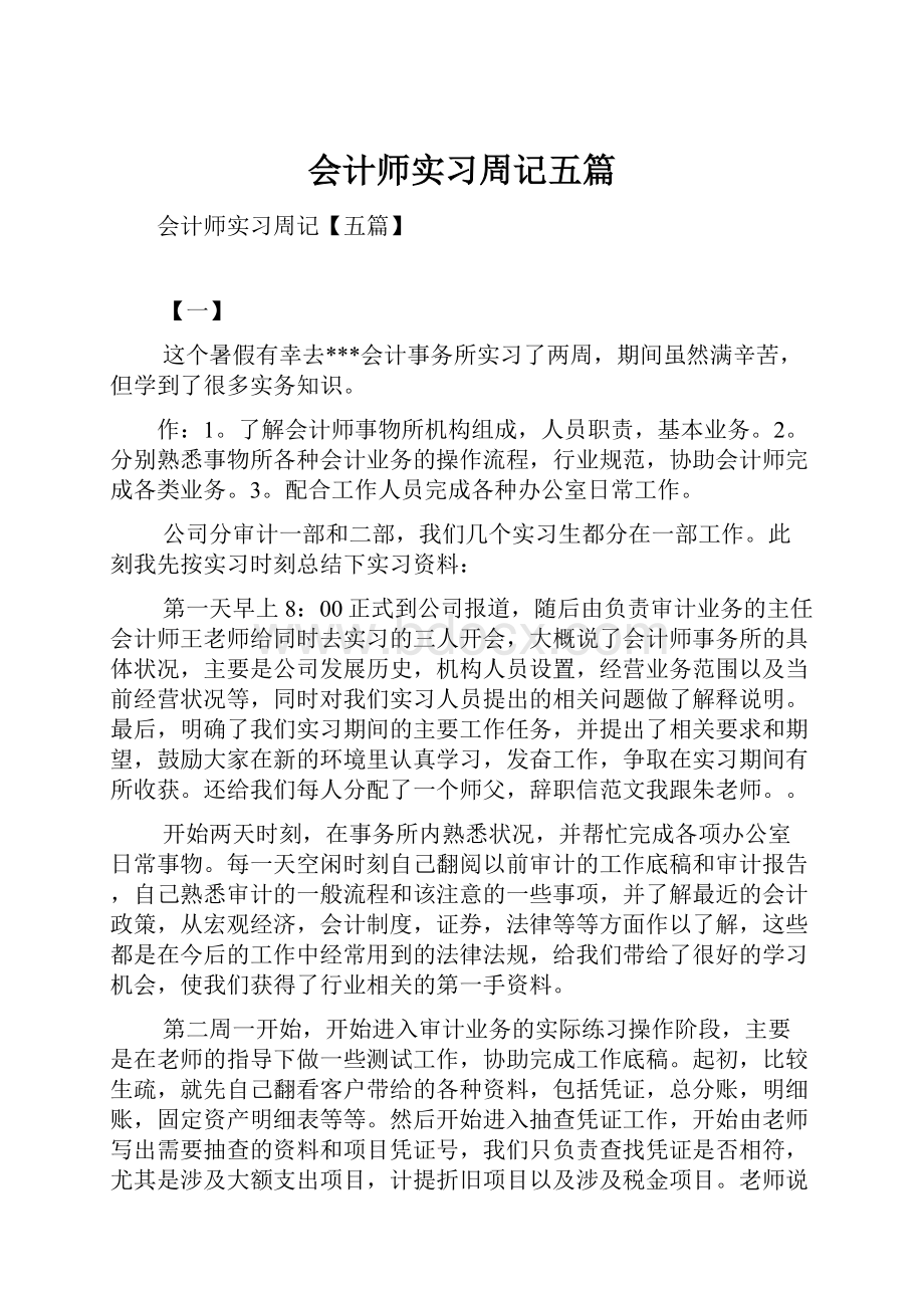 会计师实习周记五篇.docx_第1页