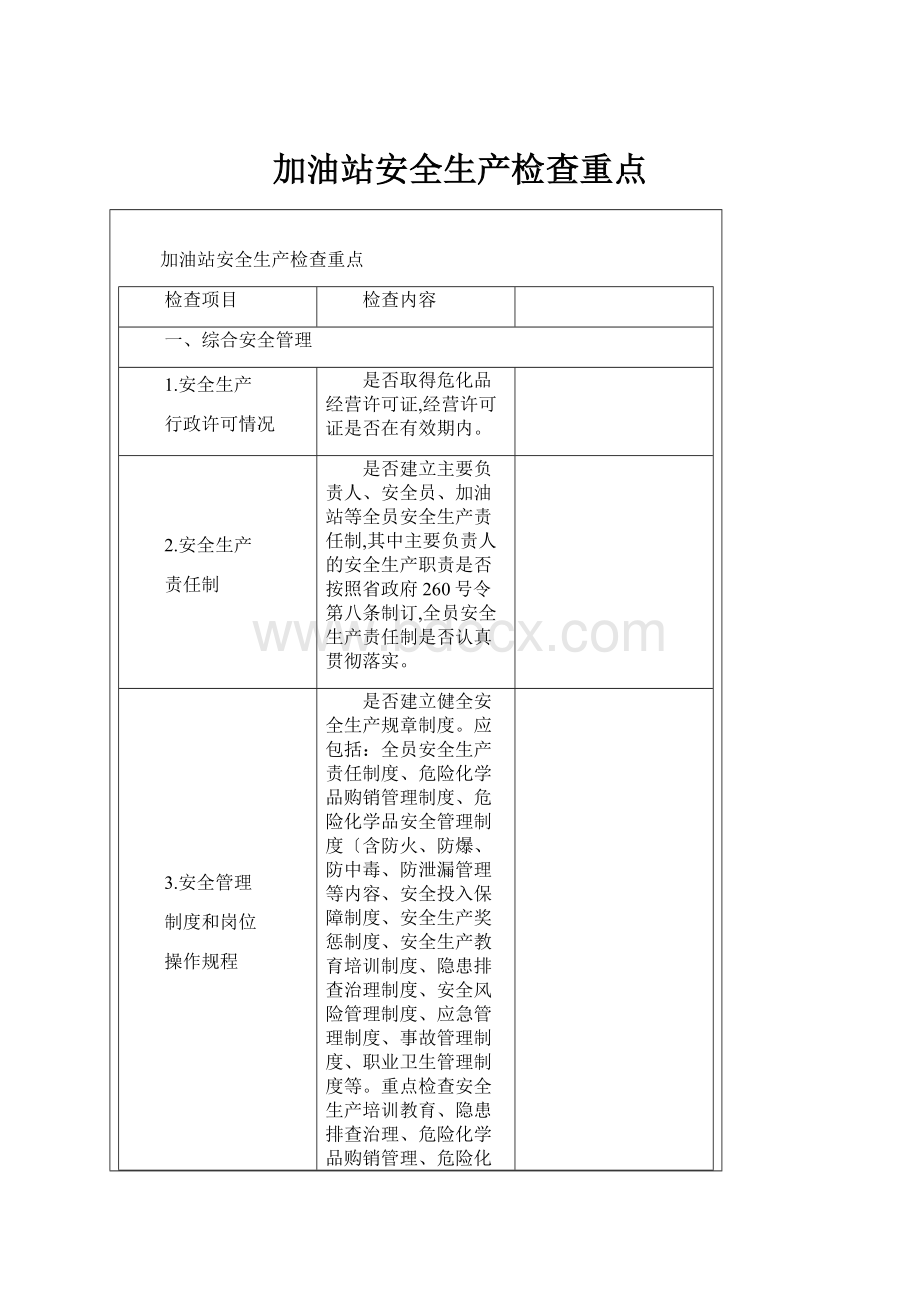 加油站安全生产检查重点.docx