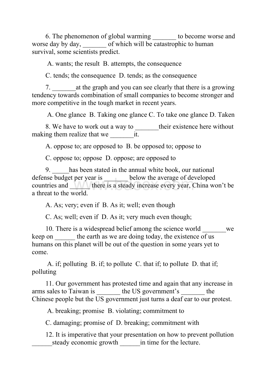 新人教版选修六Unit4Globalwarming单元同步测试.docx_第2页