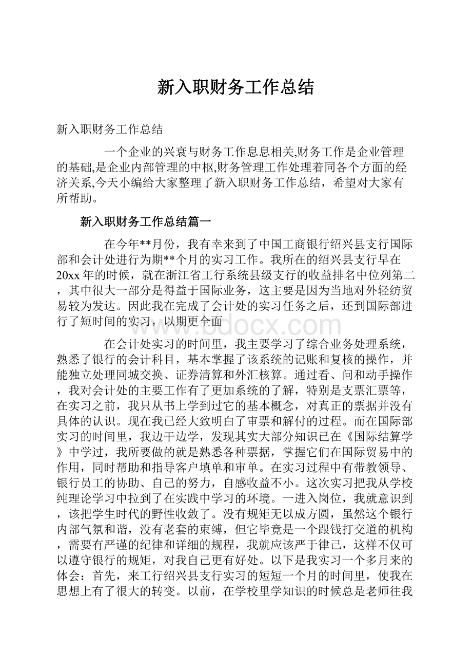 新入职财务工作总结.docx