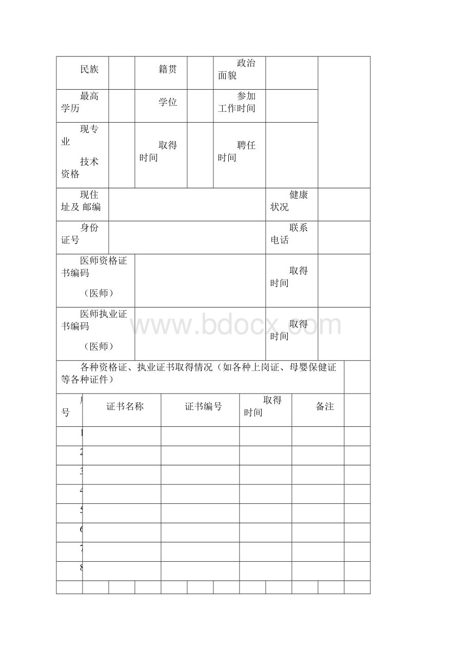 医务人员技术档案表.docx_第2页