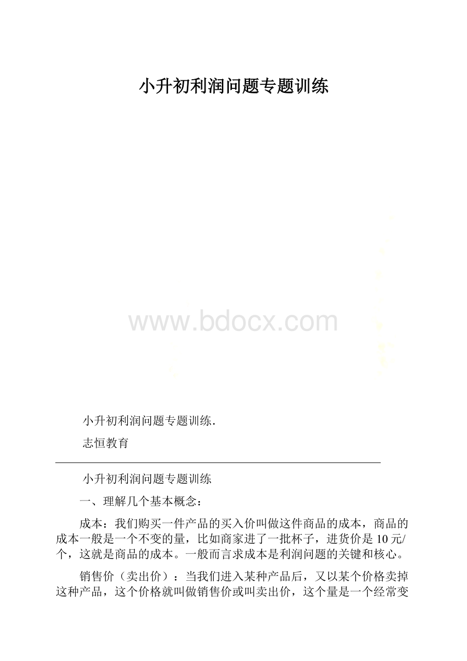 小升初利润问题专题训练.docx