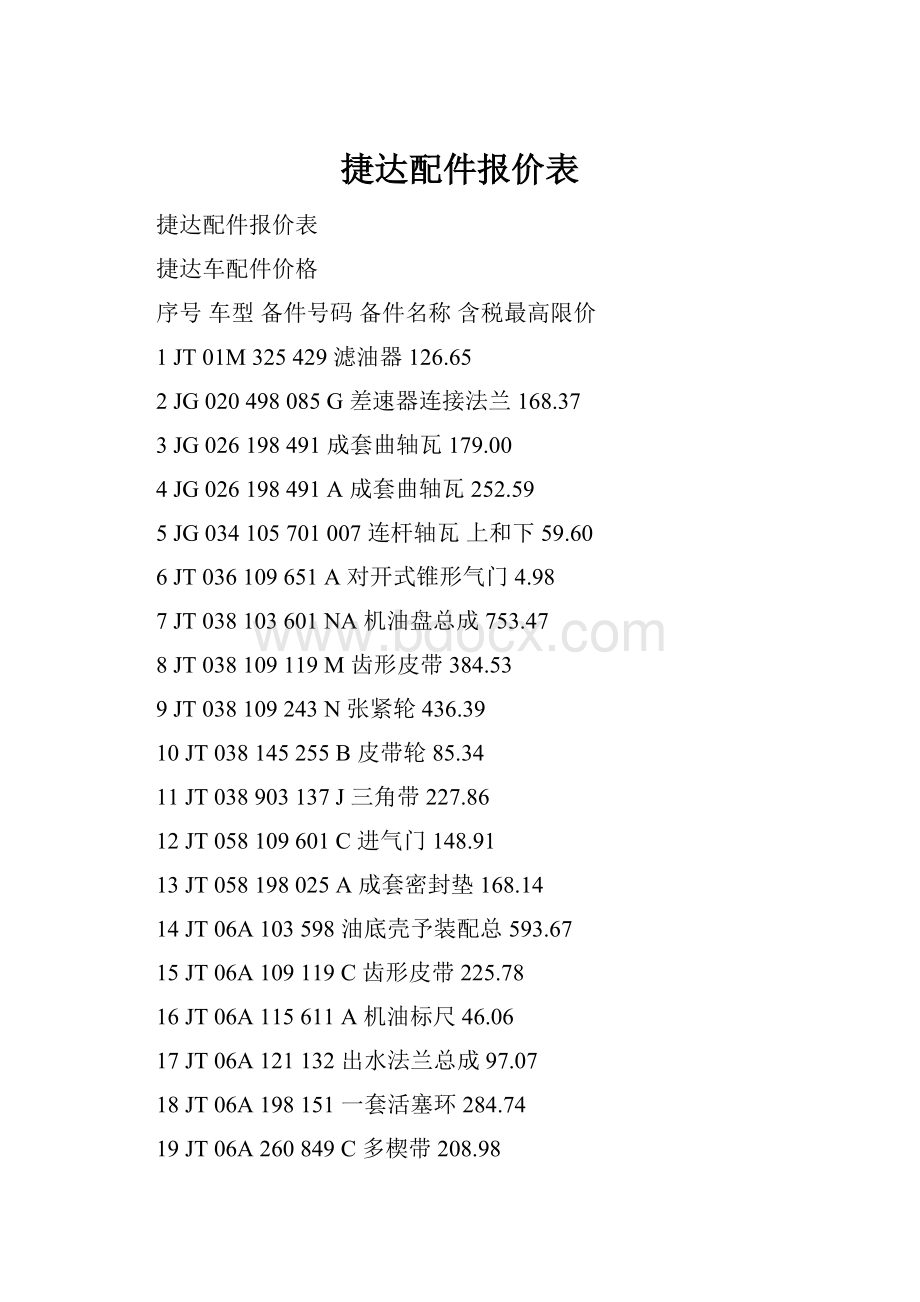 捷达配件报价表.docx_第1页