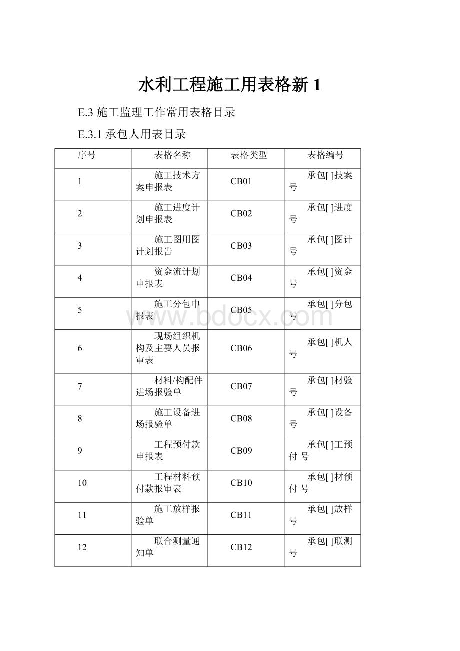 水利工程施工用表格新1.docx