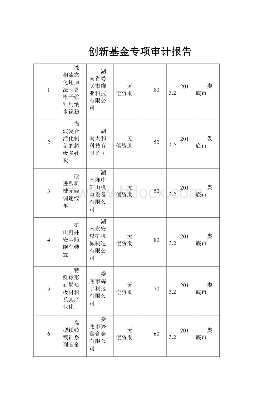 创新基金专项审计报告.docx