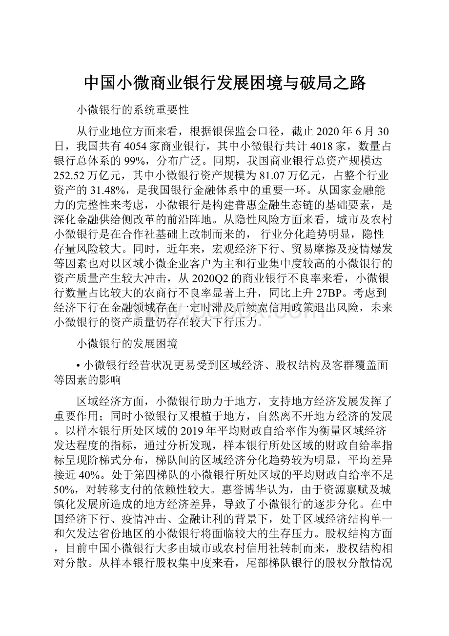 中国小微商业银行发展困境与破局之路.docx