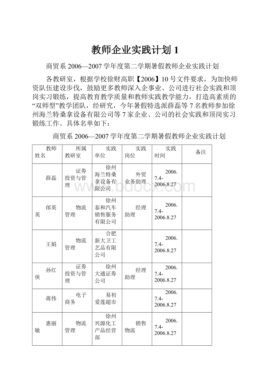 教师企业实践计划1.docx