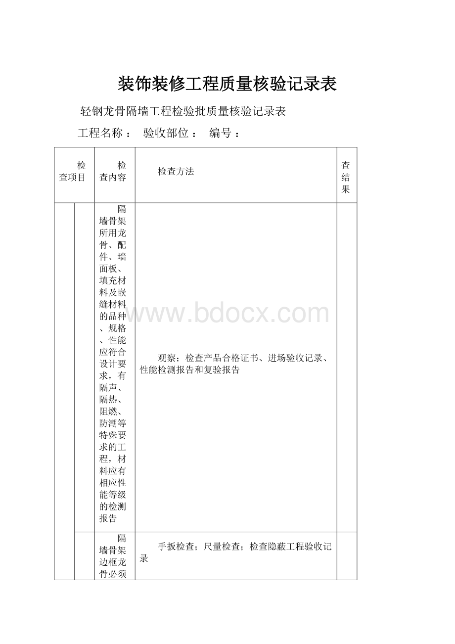 装饰装修工程质量核验记录表.docx