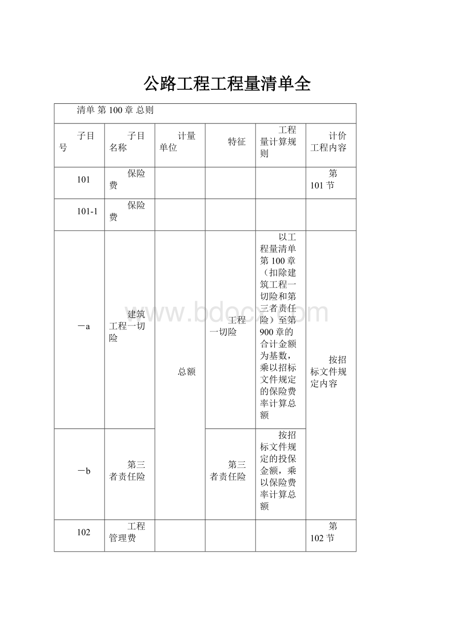 公路工程工程量清单全.docx