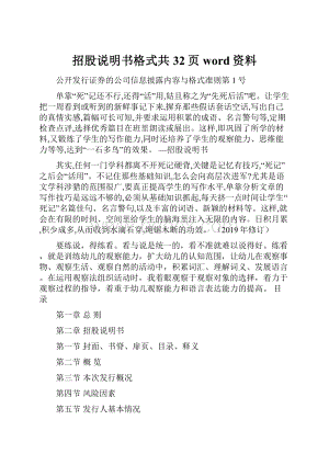 招股说明书格式共32页word资料.docx