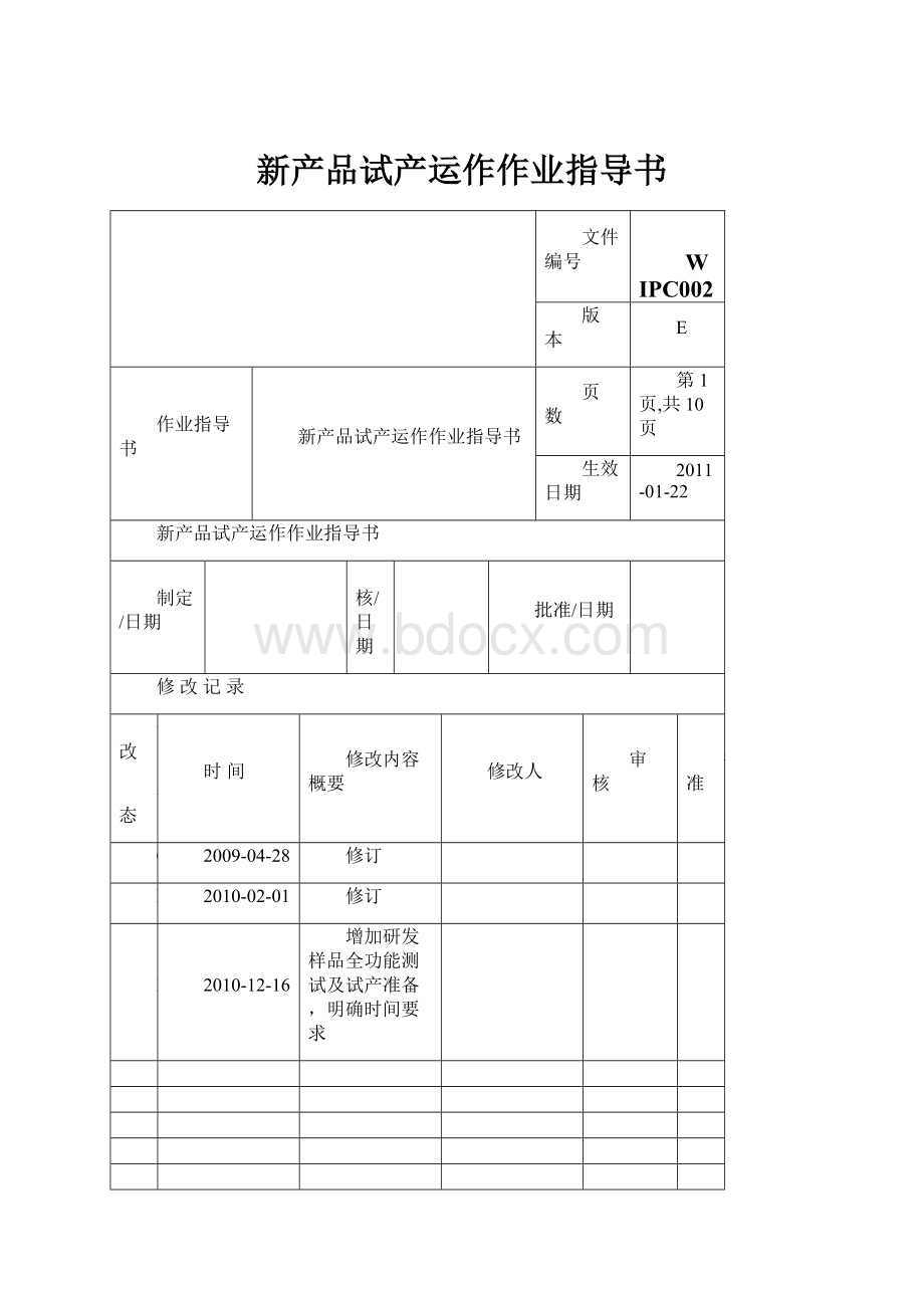 新产品试产运作作业指导书.docx