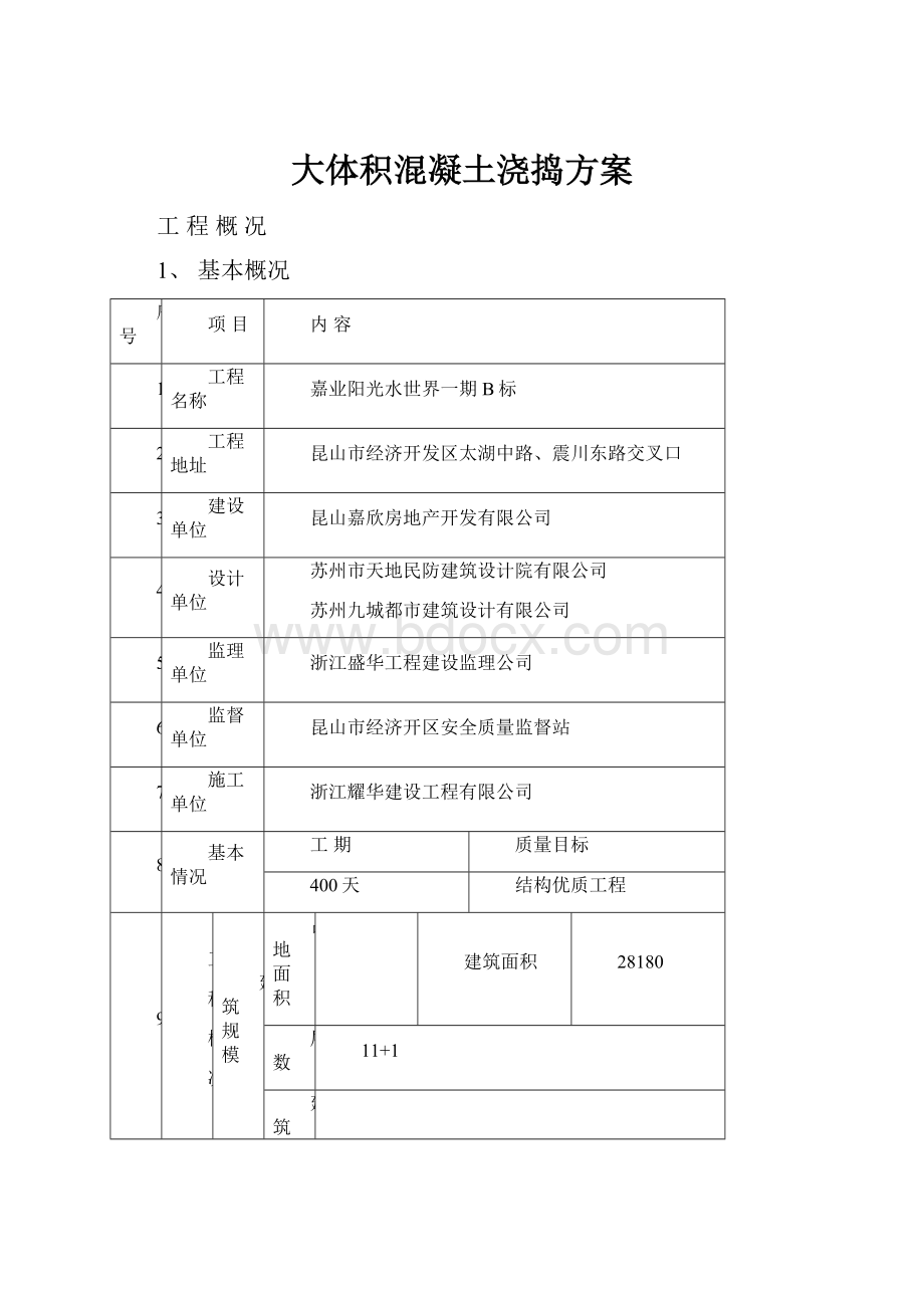 大体积混凝土浇捣方案.docx_第1页