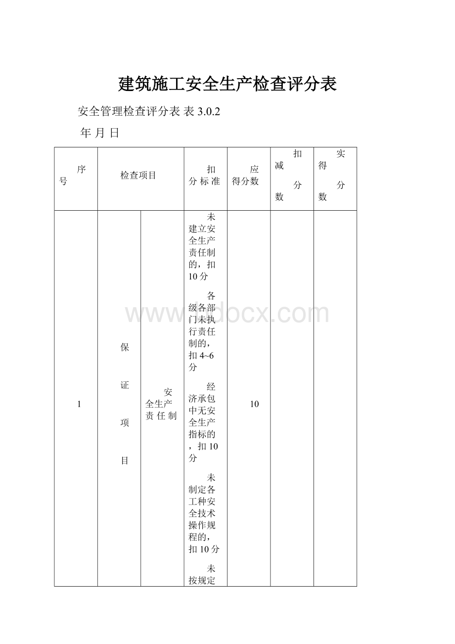 建筑施工安全生产检查评分表.docx