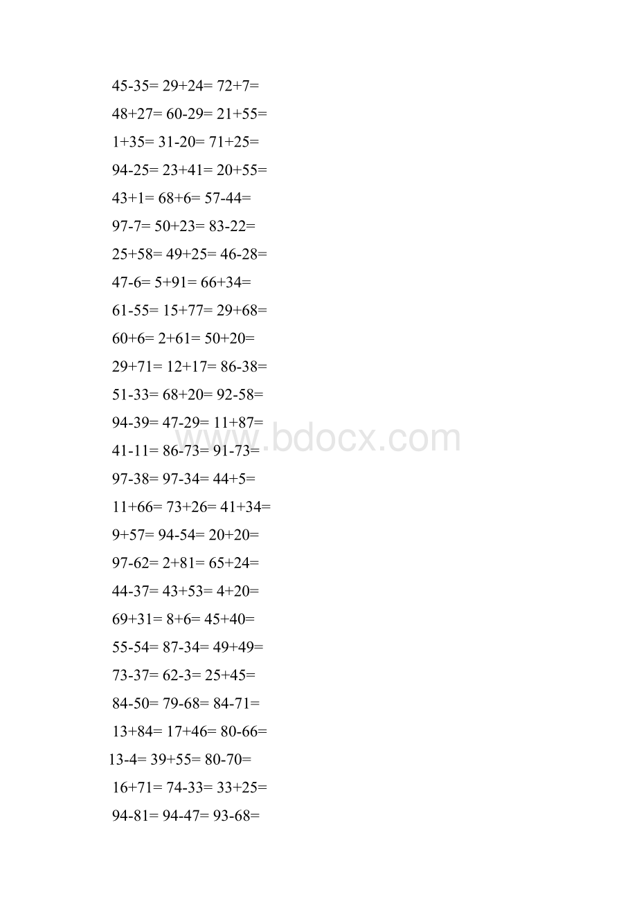 051323一年级100以内加减法口算题1000道A4直接打印.docx_第3页