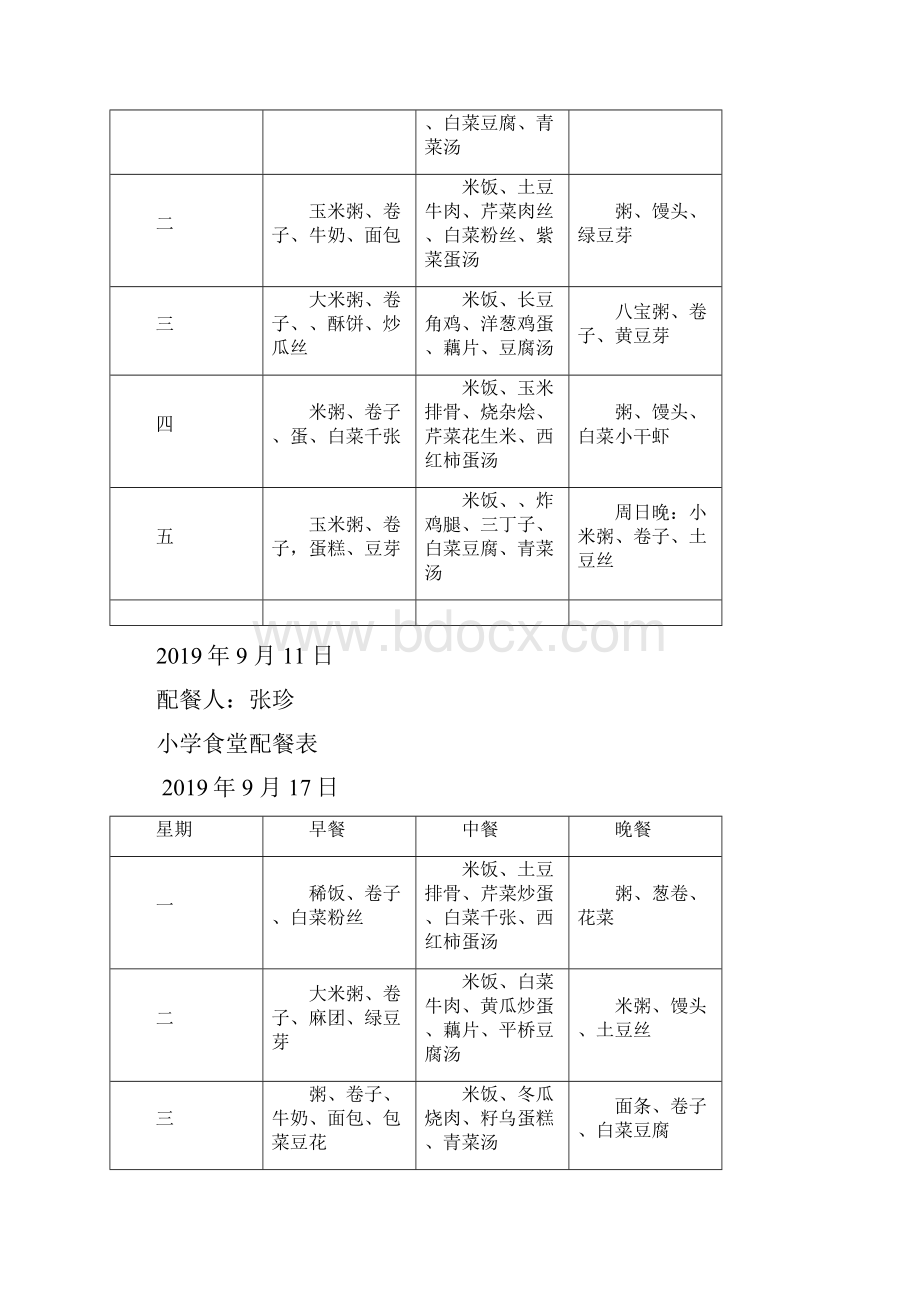 小学餐厅配餐表.docx_第2页