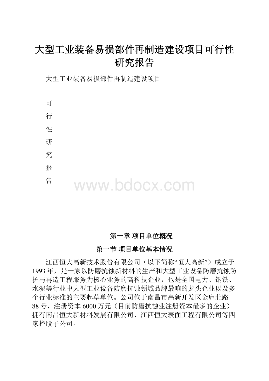 大型工业装备易损部件再制造建设项目可行性研究报告.docx