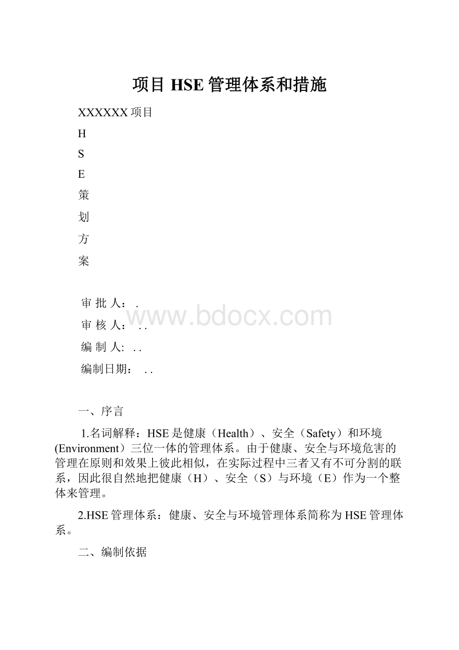 项目HSE管理体系和措施.docx