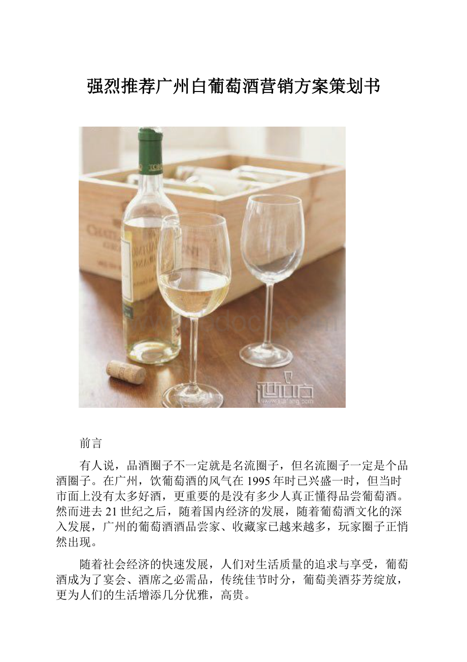 强烈推荐广州白葡萄酒营销方案策划书.docx