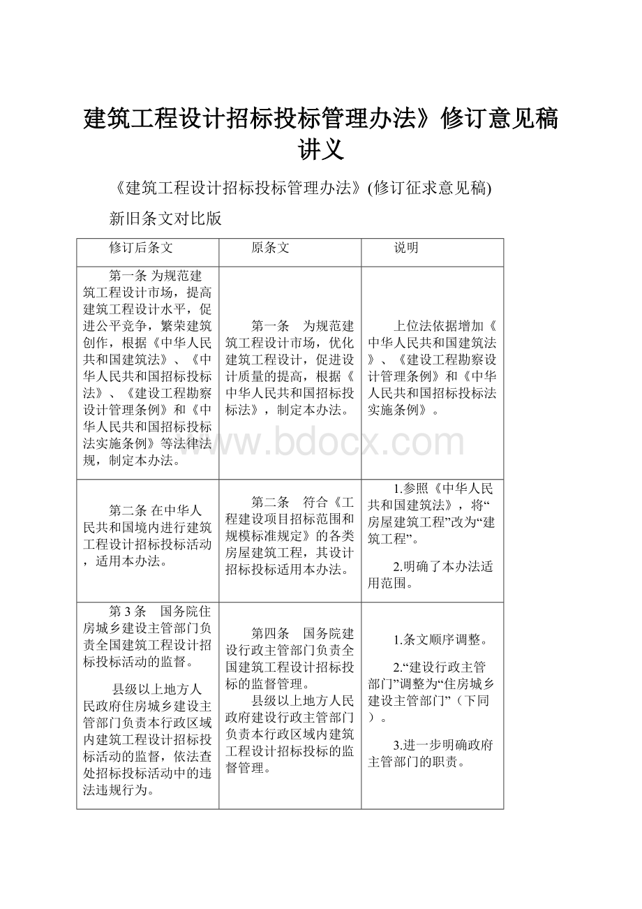 建筑工程设计招标投标管理办法》修订意见稿讲义.docx