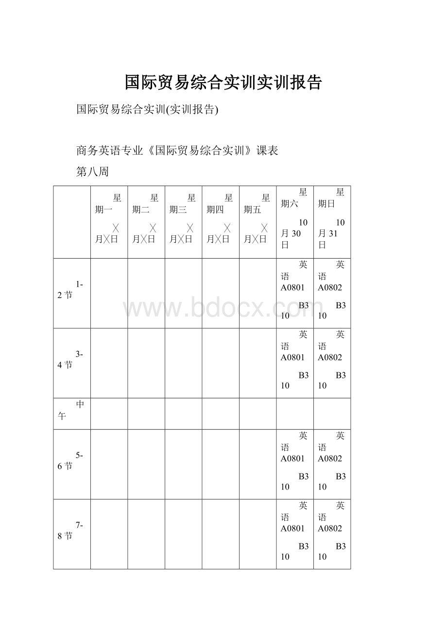 国际贸易综合实训实训报告.docx_第1页