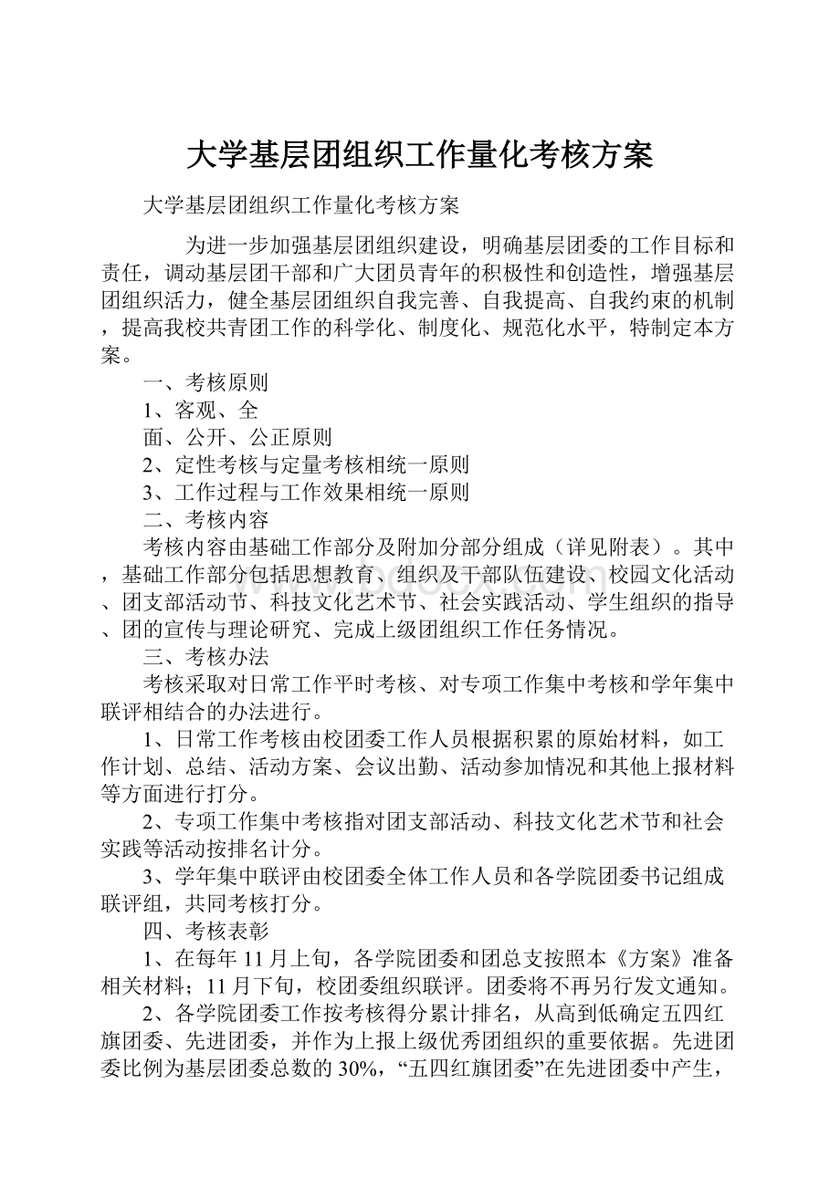 大学基层团组织工作量化考核方案.docx