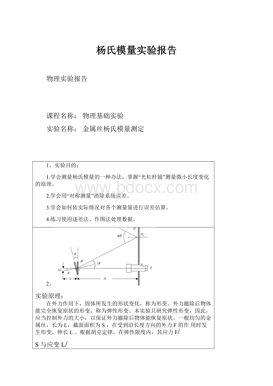 杨氏模量实验报告.docx