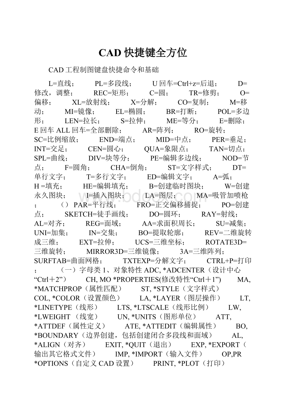 CAD快捷键全方位.docx