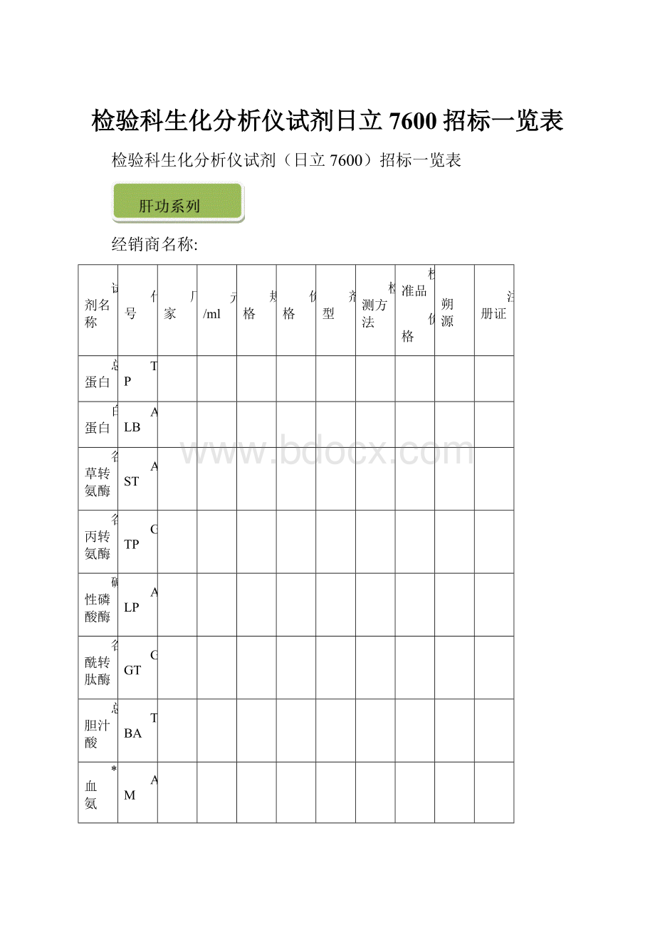 检验科生化分析仪试剂日立7600招标一览表.docx