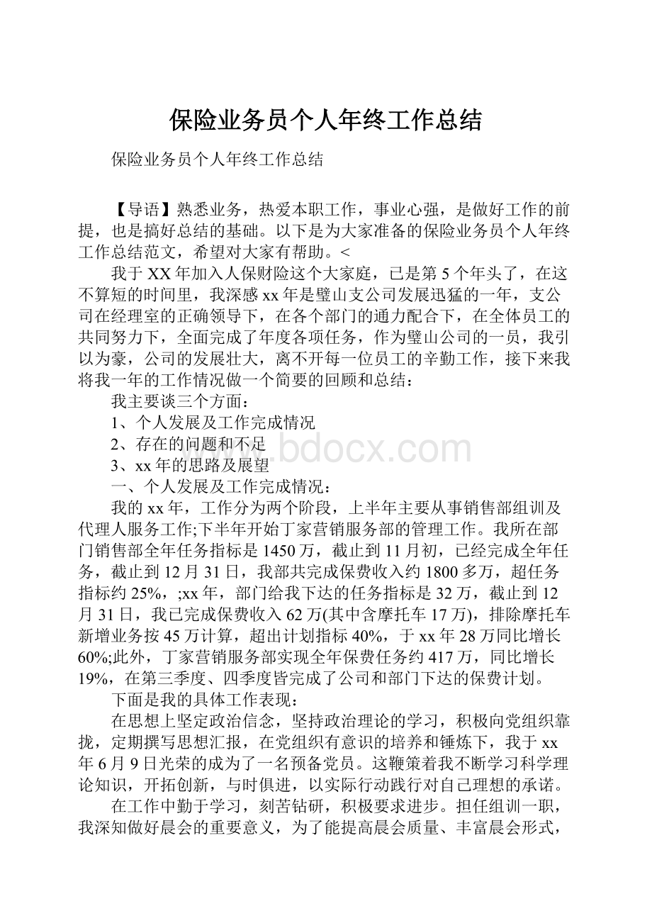 保险业务员个人年终工作总结.docx