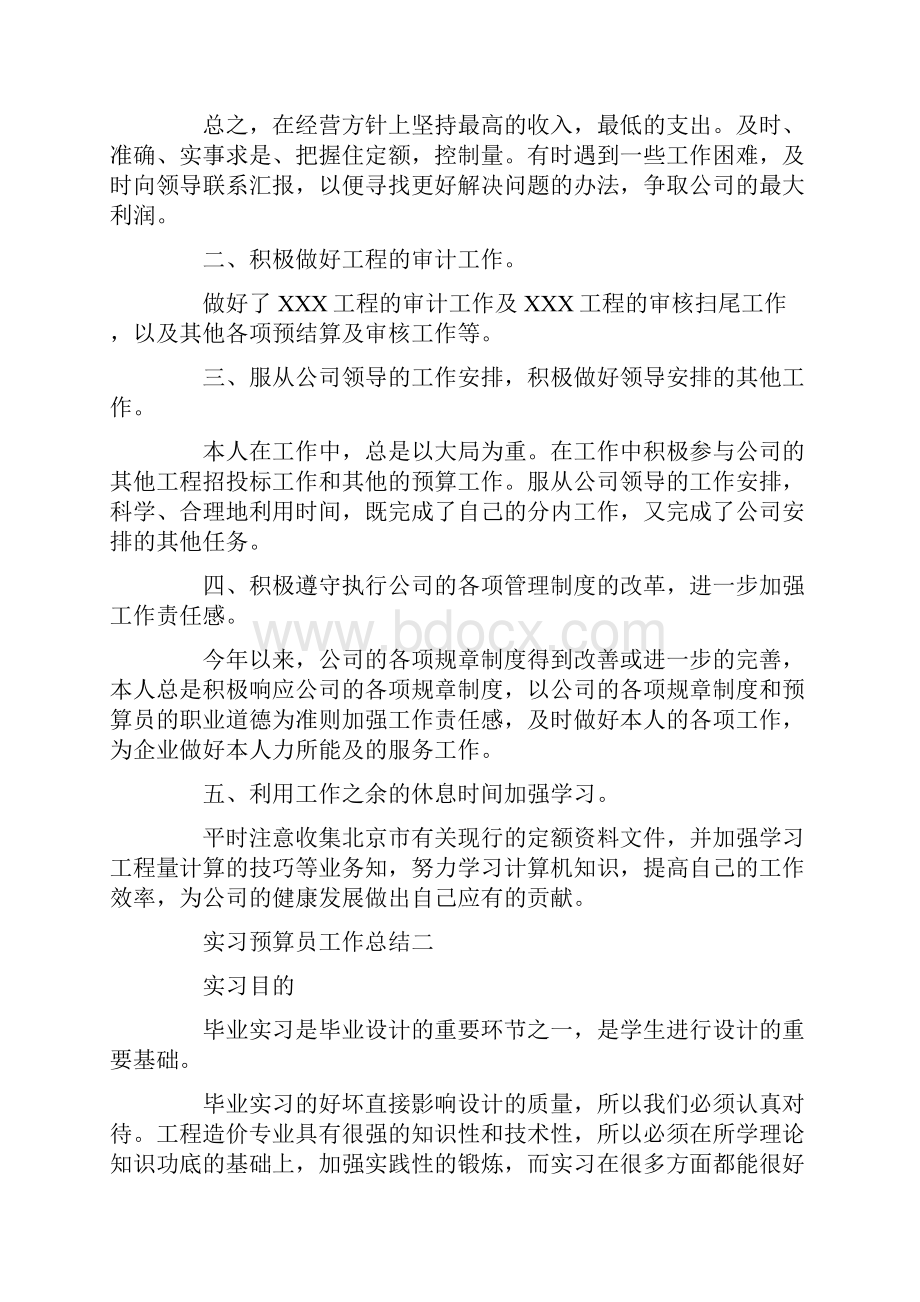 实习总结实习预算员工作总结.docx_第2页