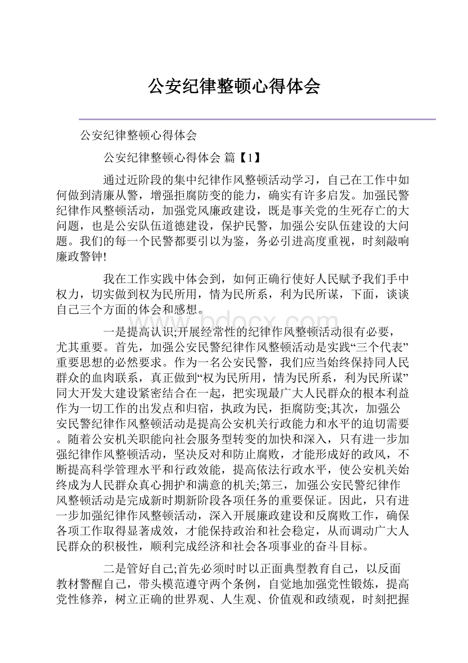 公安纪律整顿心得体会.docx