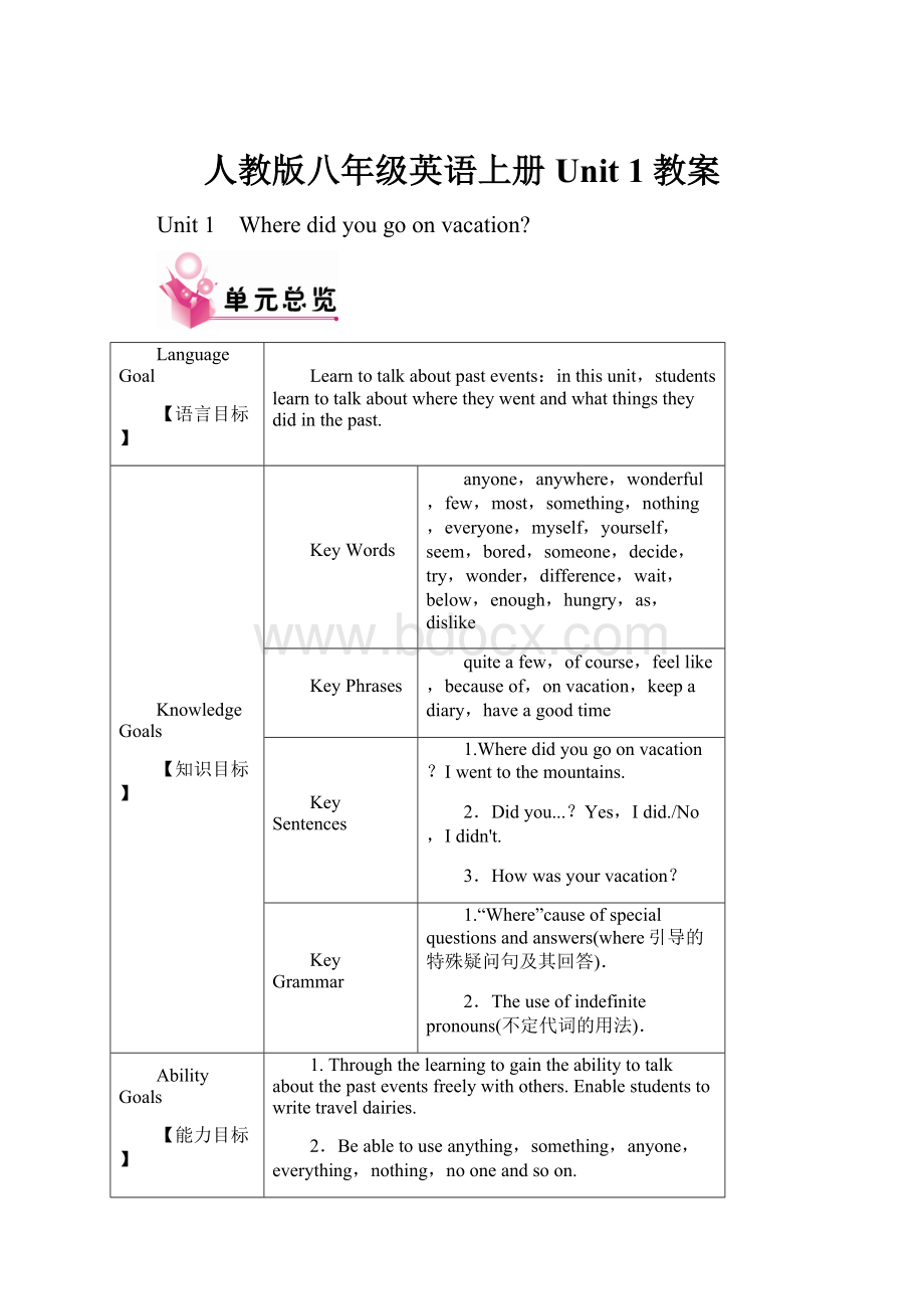 人教版八年级英语上册Unit 1教案.docx