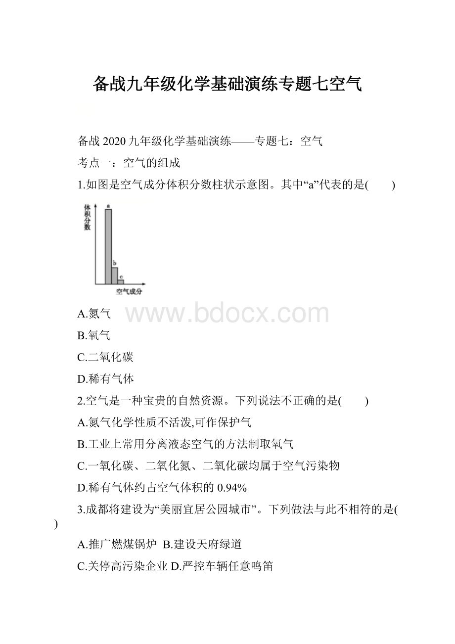 备战九年级化学基础演练专题七空气.docx