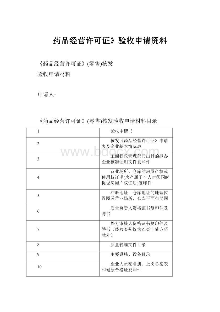 药品经营许可证》验收申请资料.docx