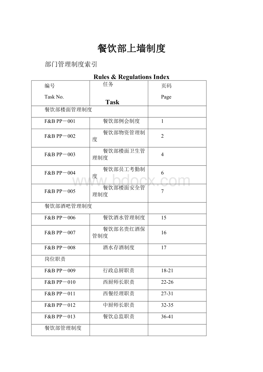 餐饮部上墙制度.docx