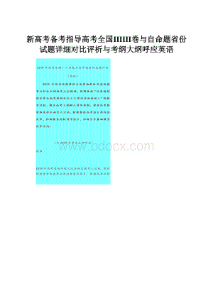 新高考备考指导高考全国ⅠⅡⅢ卷与自命题省份试题详细对比评析与考纲大纲呼应英语.docx