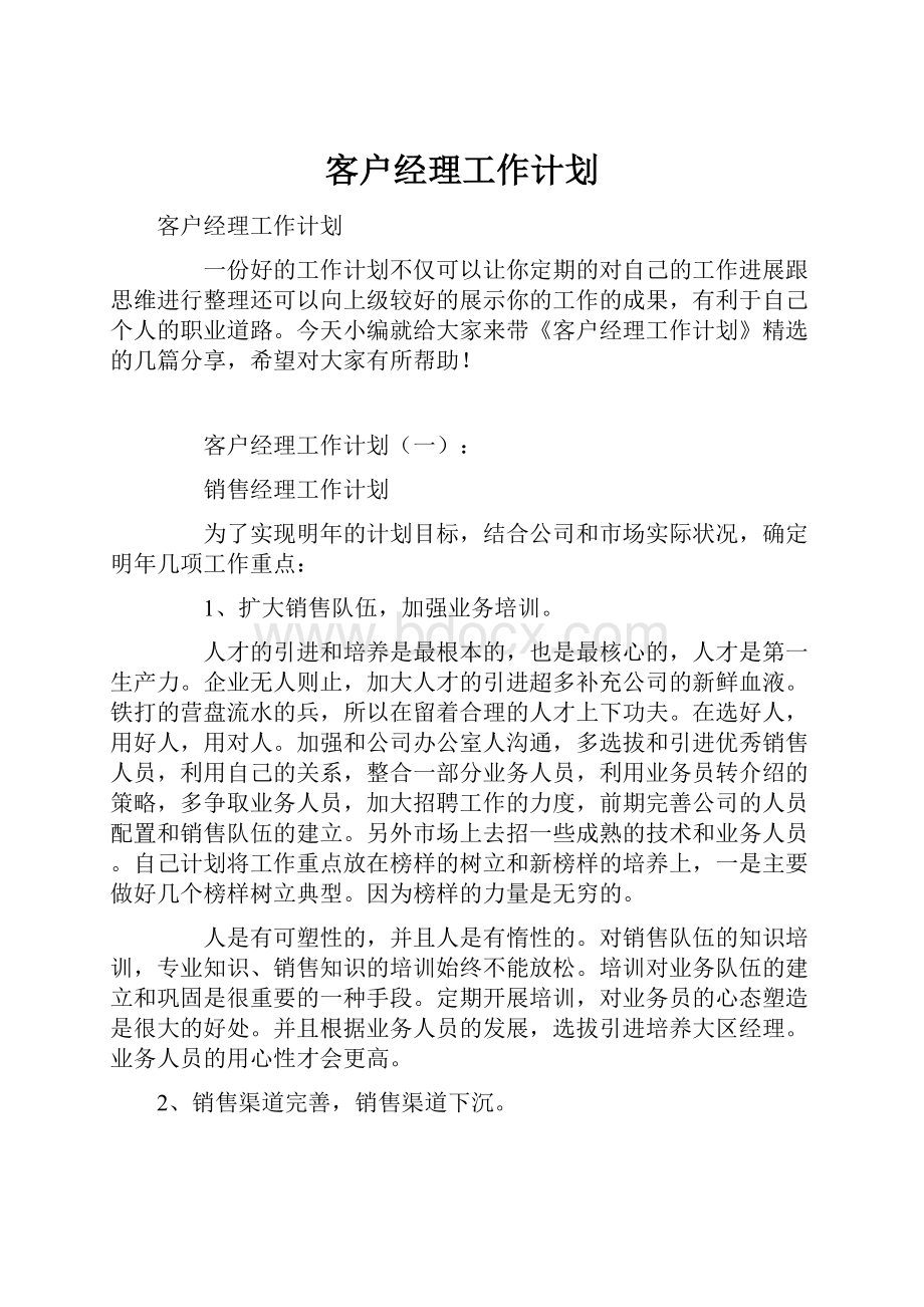 客户经理工作计划.docx