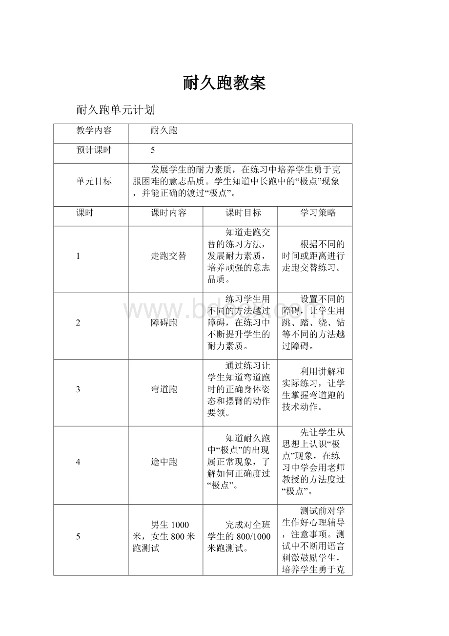 耐久跑教案.docx