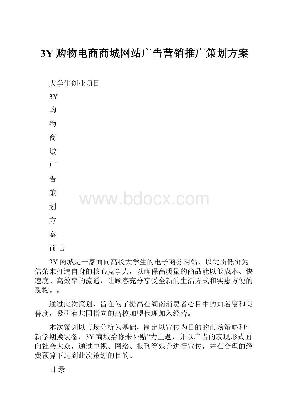 3Y购物电商商城网站广告营销推广策划方案.docx