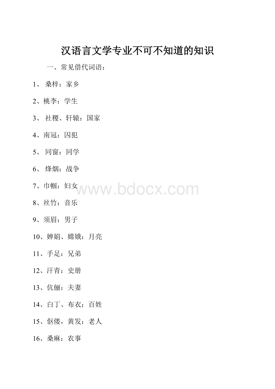 汉语言文学专业不可不知道的知识.docx_第1页