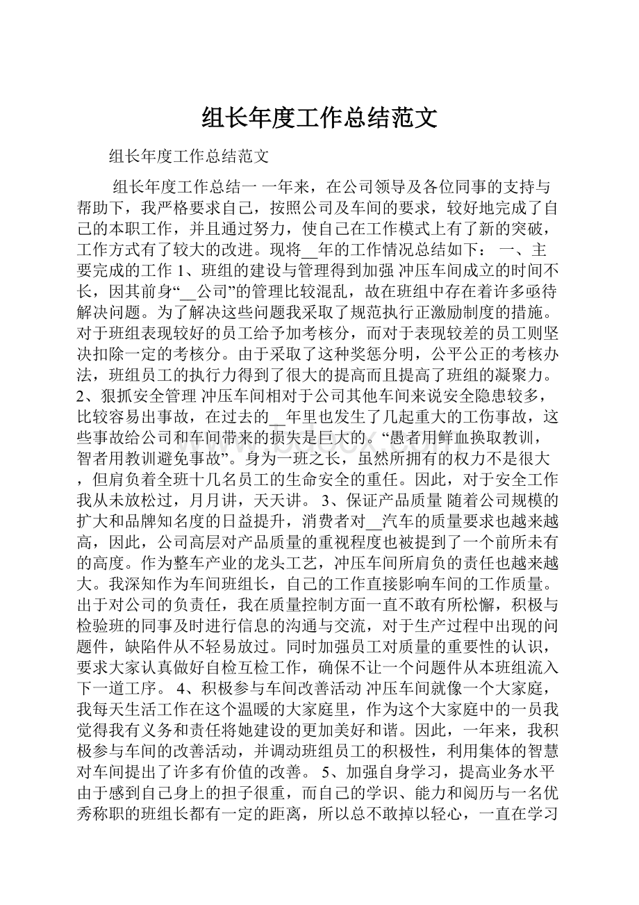 组长年度工作总结范文.docx