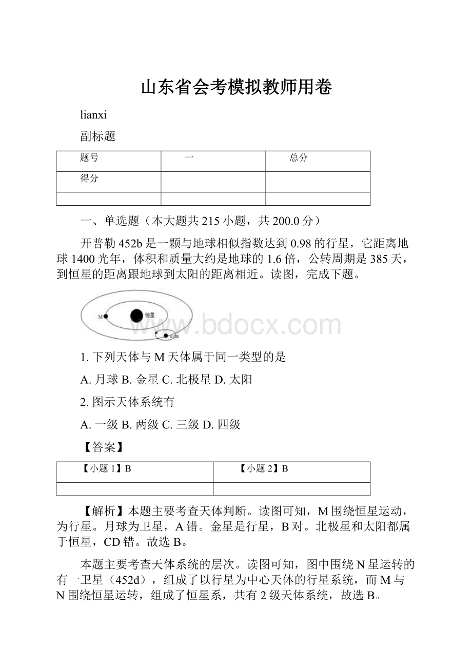 山东省会考模拟教师用卷.docx_第1页