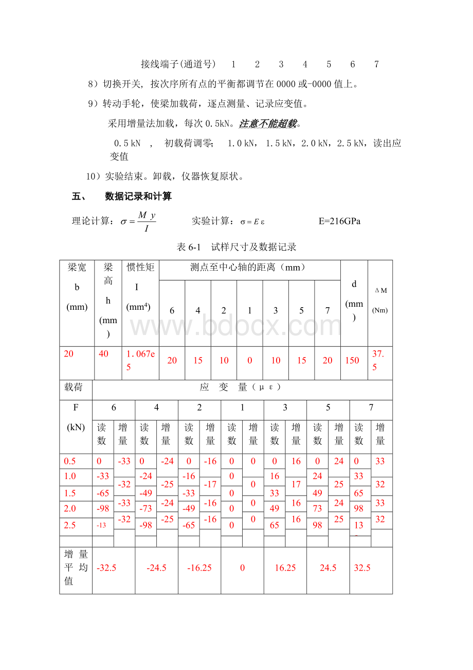 纯弯曲梁正应力测定-工程力学实验报告.docx_第2页