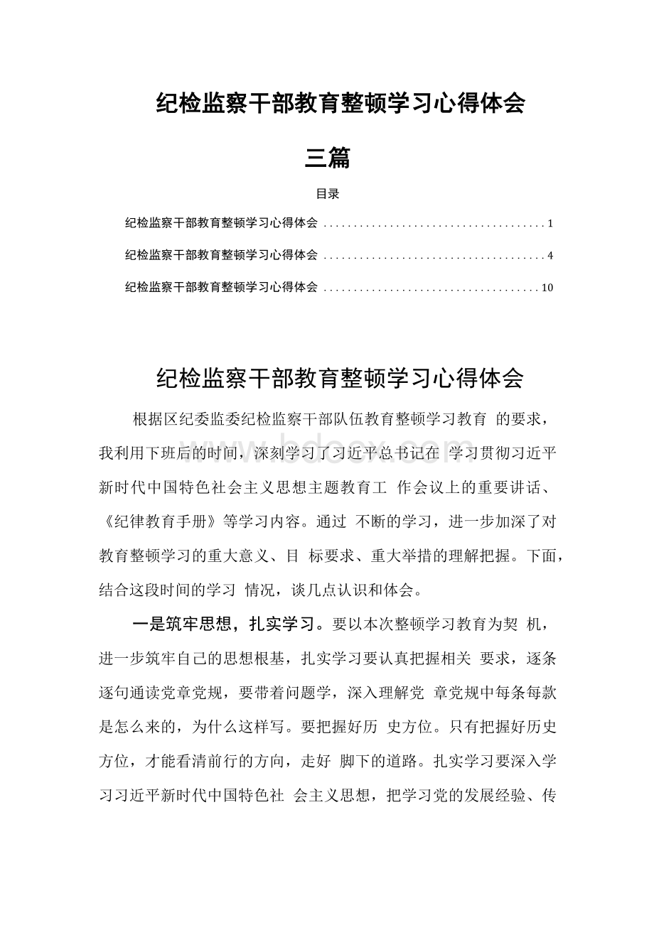 纪检监察干部教育整顿学习心得体会三篇.docx