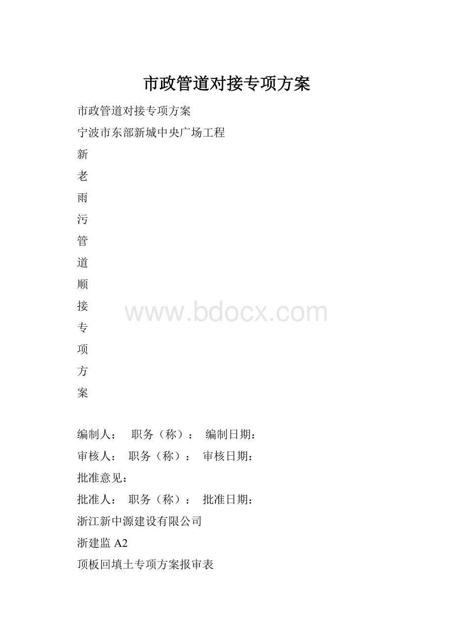 市政管道对接专项方案.docx