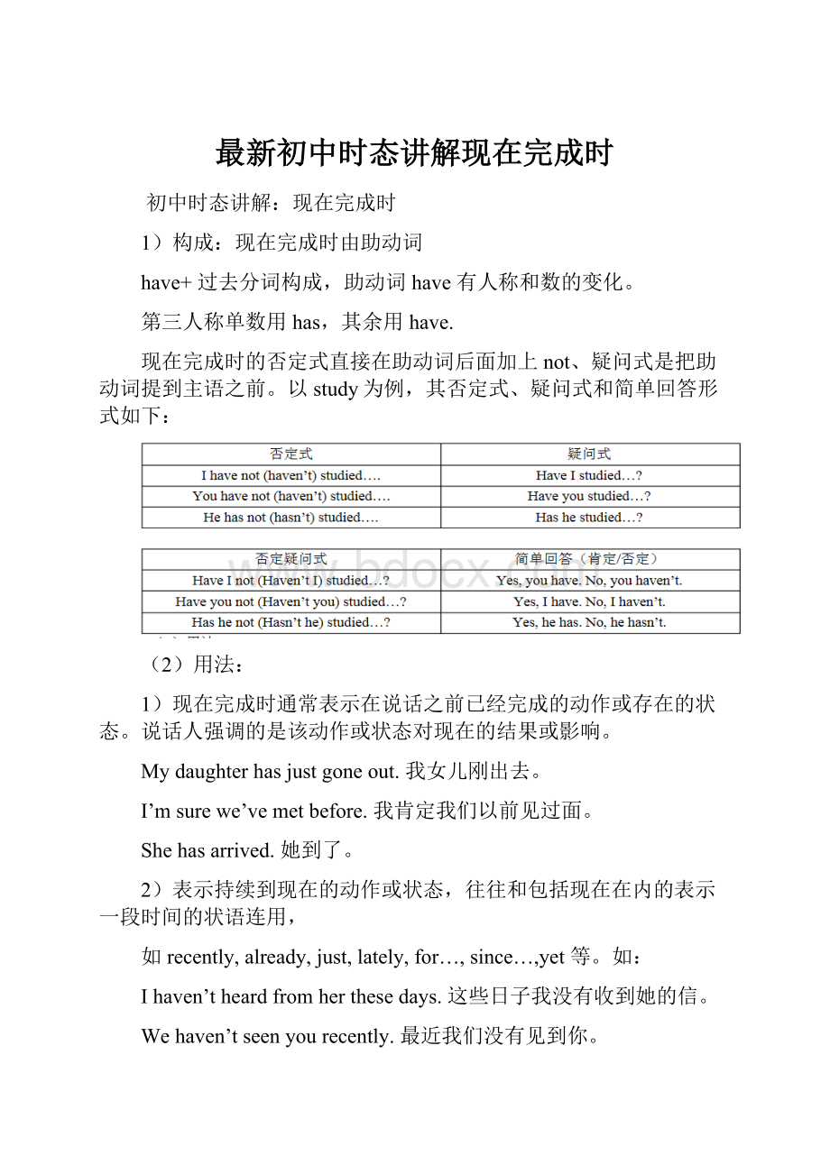 最新初中时态讲解现在完成时.docx_第1页