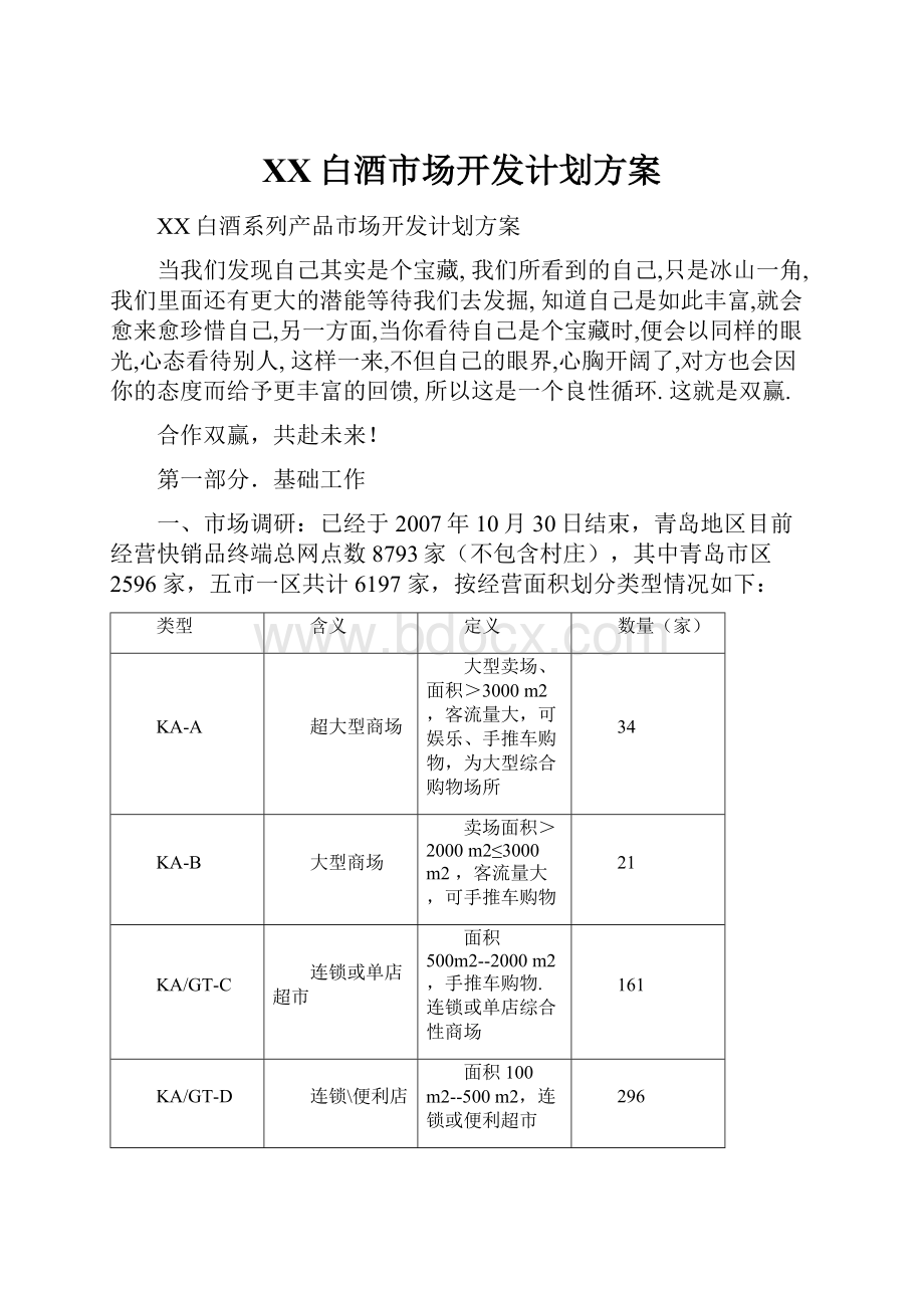 XX白酒市场开发计划方案.docx