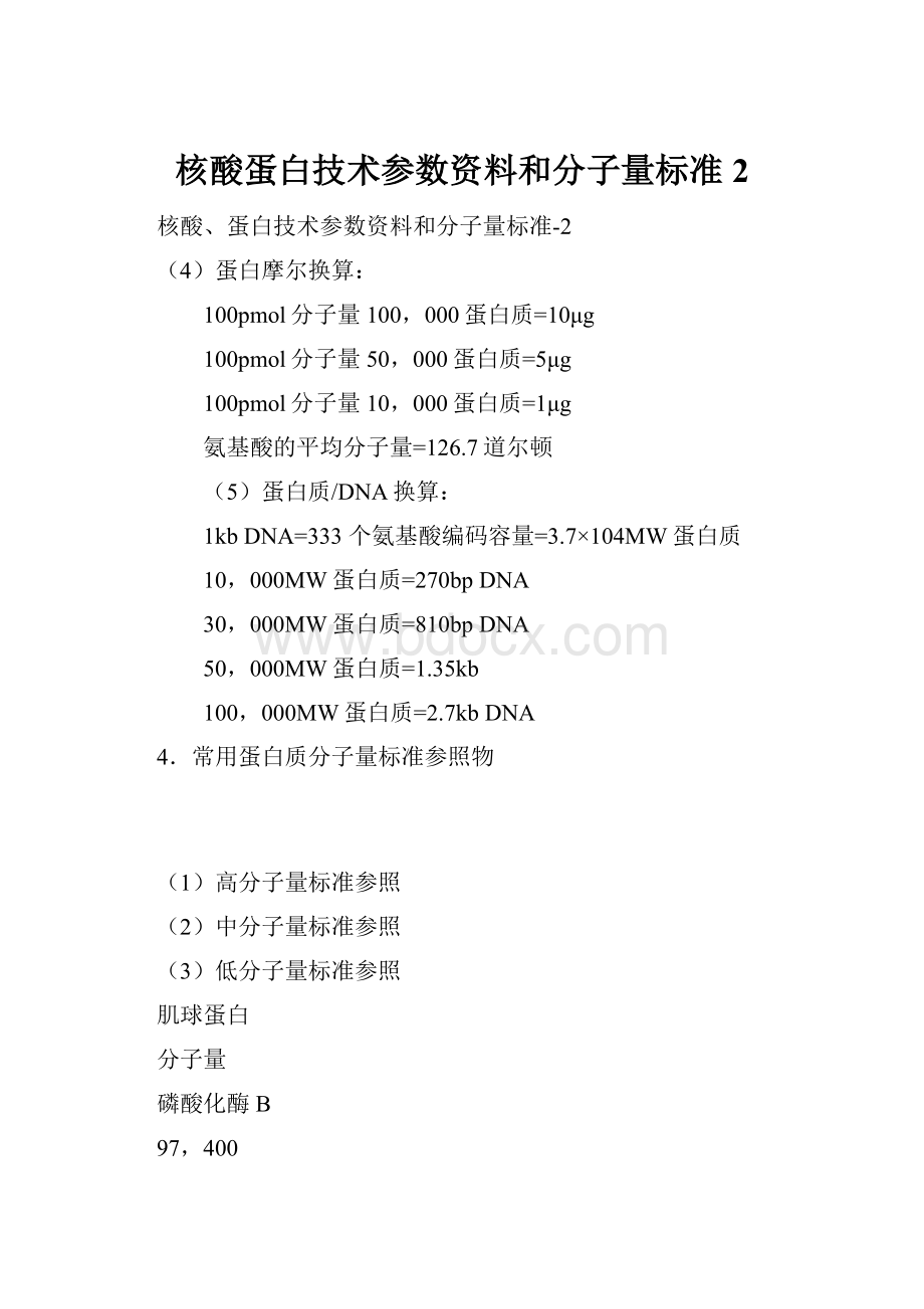 核酸蛋白技术参数资料和分子量标准2.docx_第1页