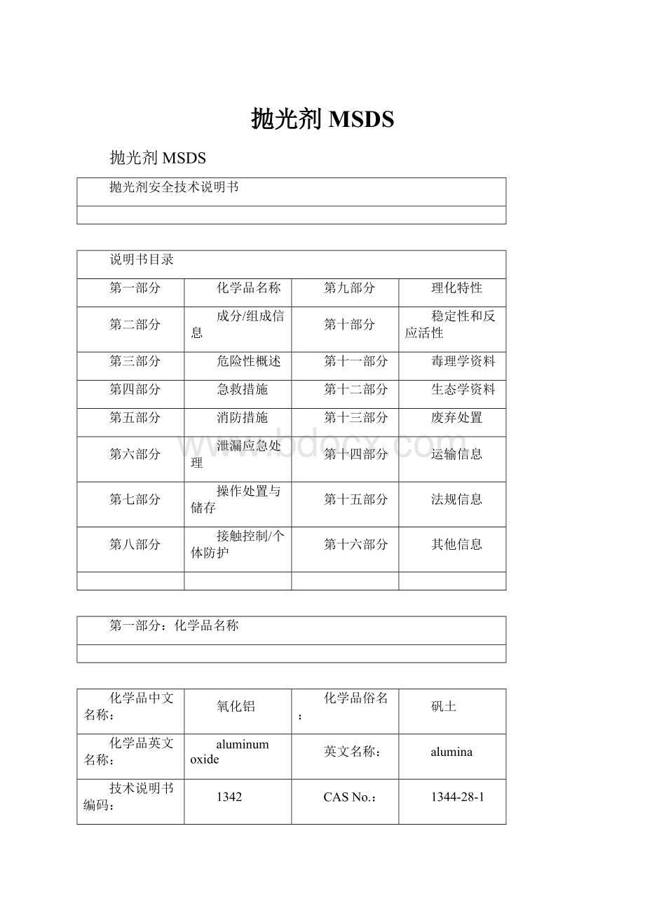 抛光剂MSDS.docx_第1页