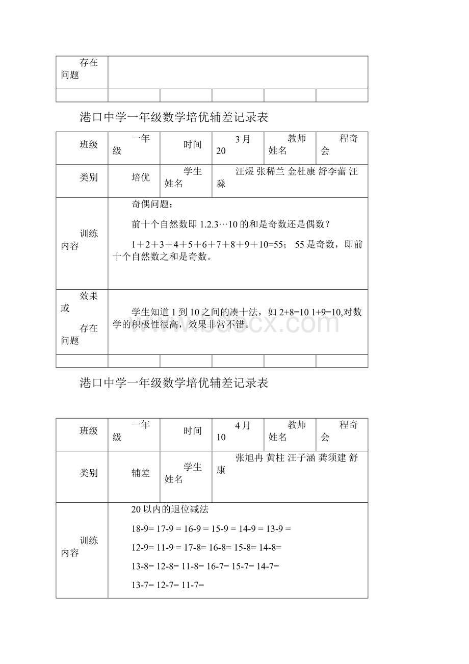 小学一年级培优辅差计划 和记录.docx_第3页